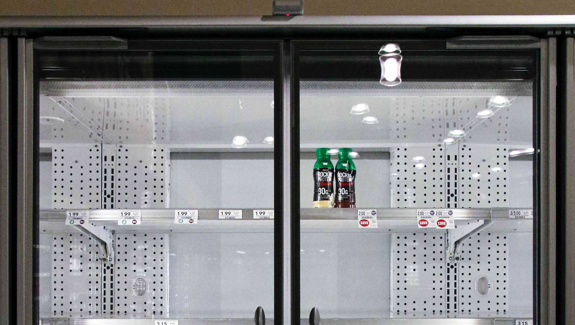 An nearly empty big fridge