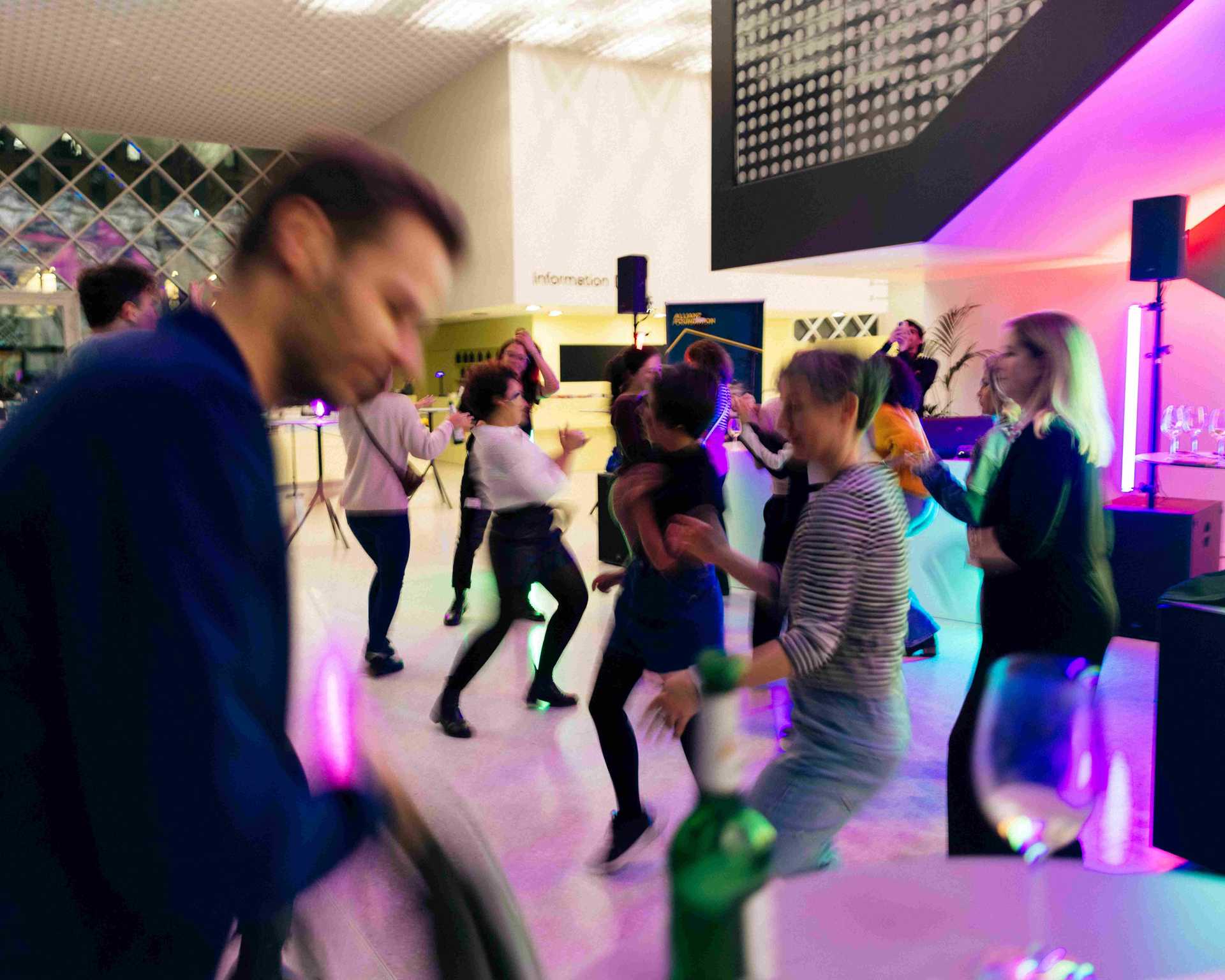 People dancing in the Futurium.